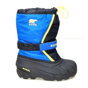 Sorel Youth Flurry snow boots,black/super blue,sz1